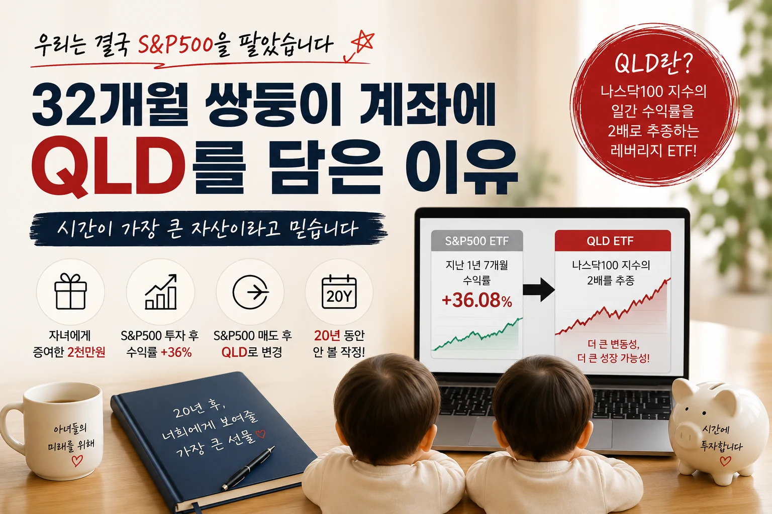 QLD vs S&P500 – 32개월 쌍둥이 ETF 계좌를 QLD로 바꾼 이유 (레버리지 ETF)